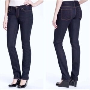 Tory Burch Super Skinny Dark Wash Jeans Mid Rise Denim Size 29 stretchy pockets